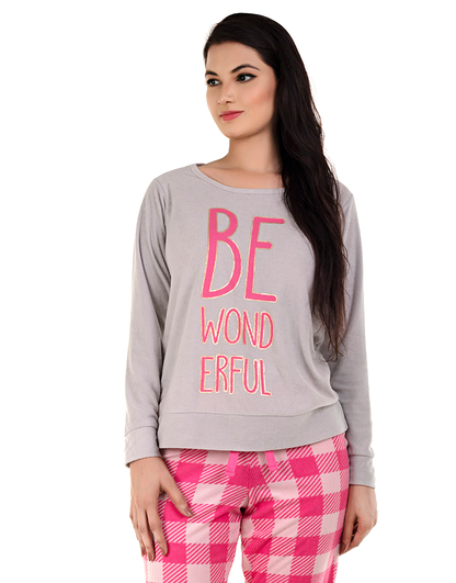 Be Wonderful“ Langarmshirt- und Jogging-Set – Carmine Rose