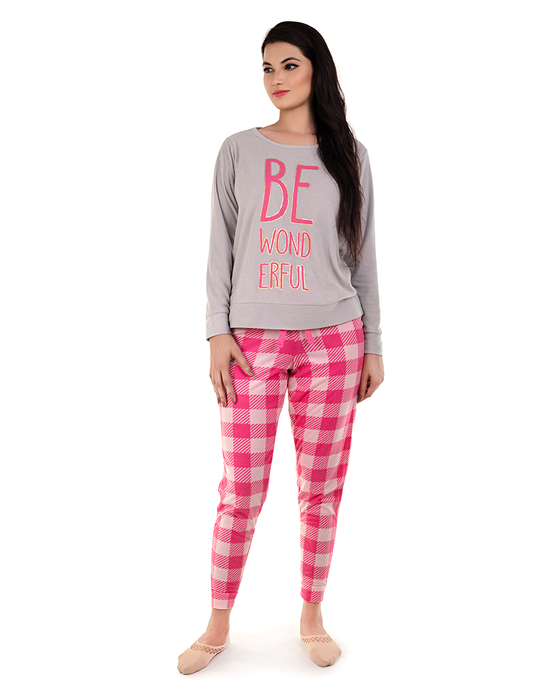 Be Wonderful“ Langarmshirt- und Jogging-Set – Carmine Rose