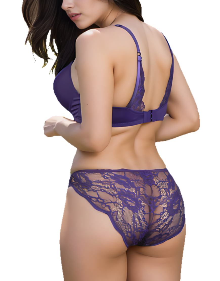 Butterfly Back BH mit Spitzenpanty SET – Parachute Purple
