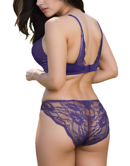 Butterfly Back BH mit Spitzenpanty SET – Parachute Purple