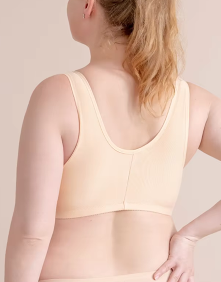 LOSHA Baumwoll-Slip-On Post-Operativer BH mit Frontöffnung und Taschen – Hautfarbe
