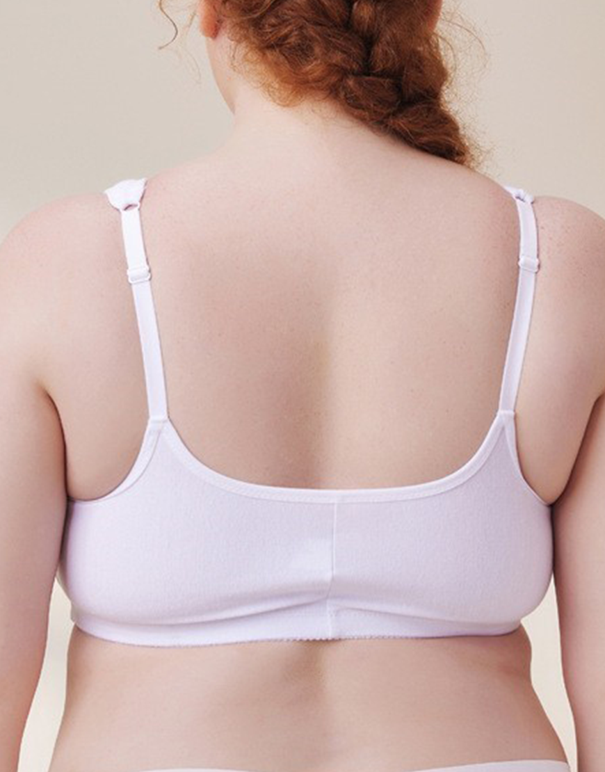 LOSHA Baumwoll-Frontverschluss Post-Operativer BH mit Taschen – Weiß