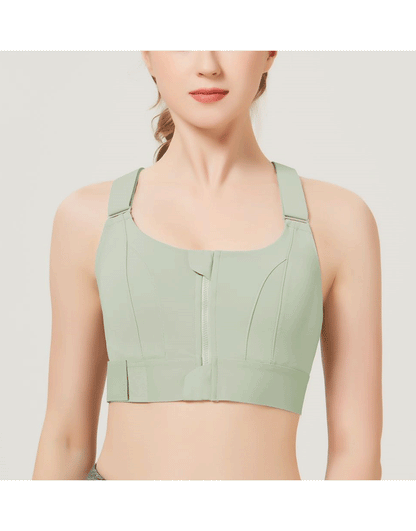 PREMIUM QUALITÄT FRONTVERSCHLUSS GEPOLSTERTER HIGH IMPACT SPORTS BRA MIT VERSTELLBAREM BUND - Grün
