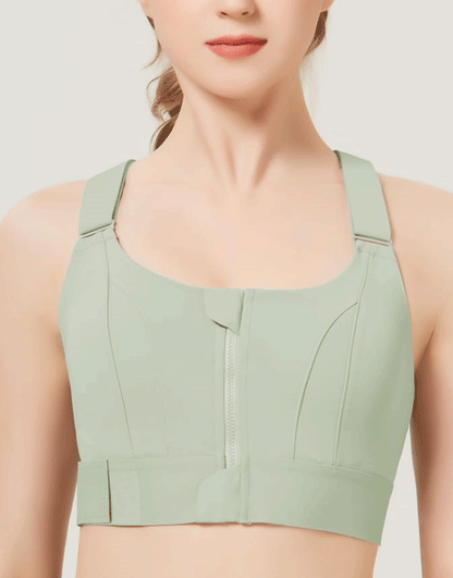 PREMIUM QUALITÄT FRONTVERSCHLUSS GEPOLSTERTER HIGH IMPACT SPORTS BRA MIT VERSTELLBAREM BUND - Grün