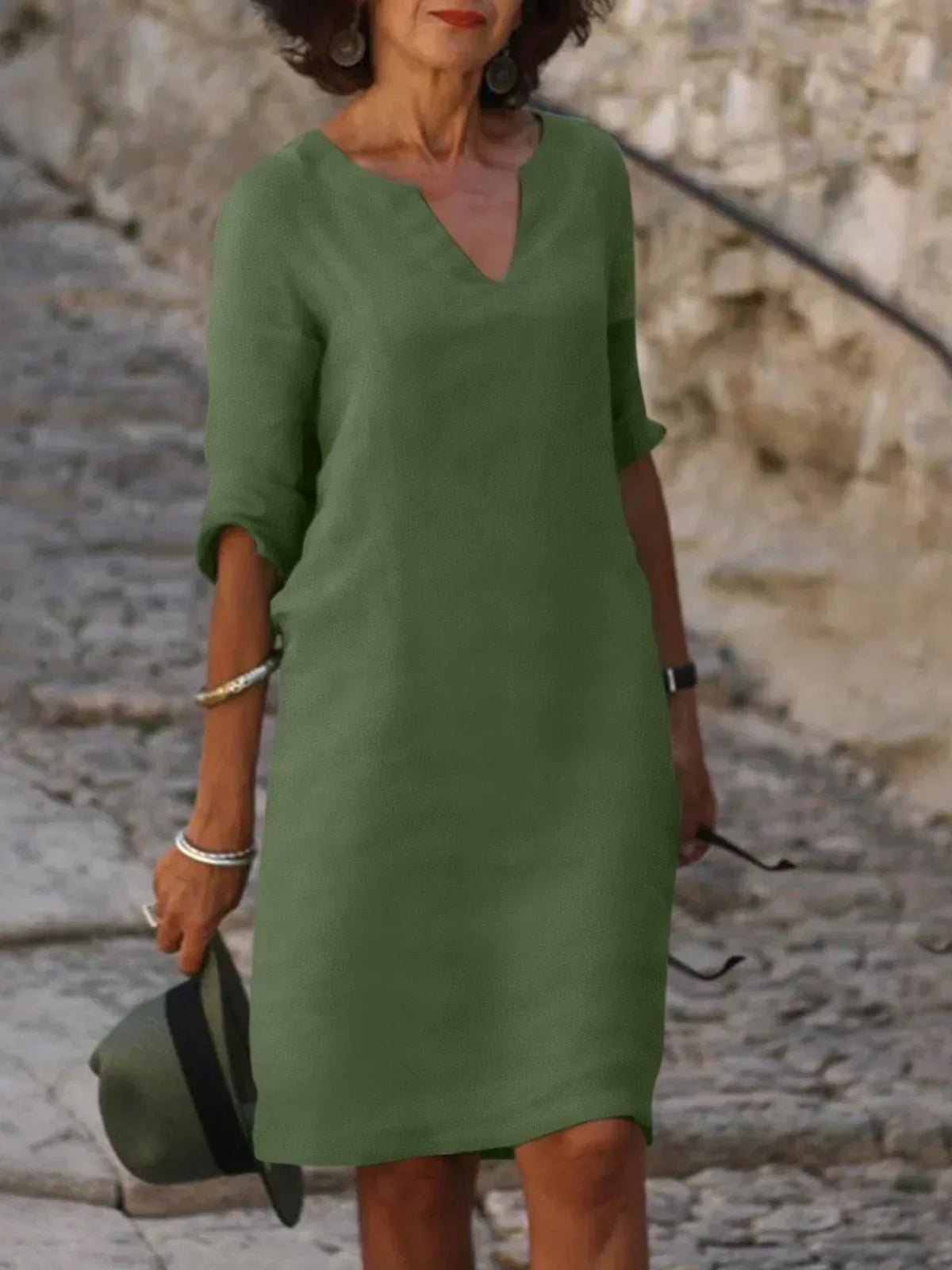 Maya™ | Zeitloses V-Ausschnitt-Midikleid