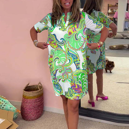 Lydia™ | Helles Blumen V-Ausschnitt Kleid